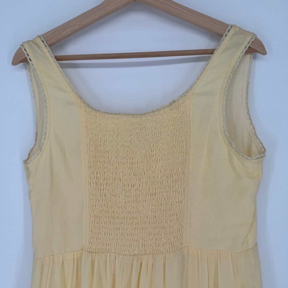 Loom Butter Yellow Lace Up Corset Maxi Dress L Cottagecore Prairie Boho Romantic - Picture 5 of 13